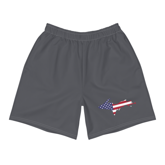 Michigan Upper Peninsula Athletic Shorts (w/ UP USA Flag) | Men's - Iron Ore Grey