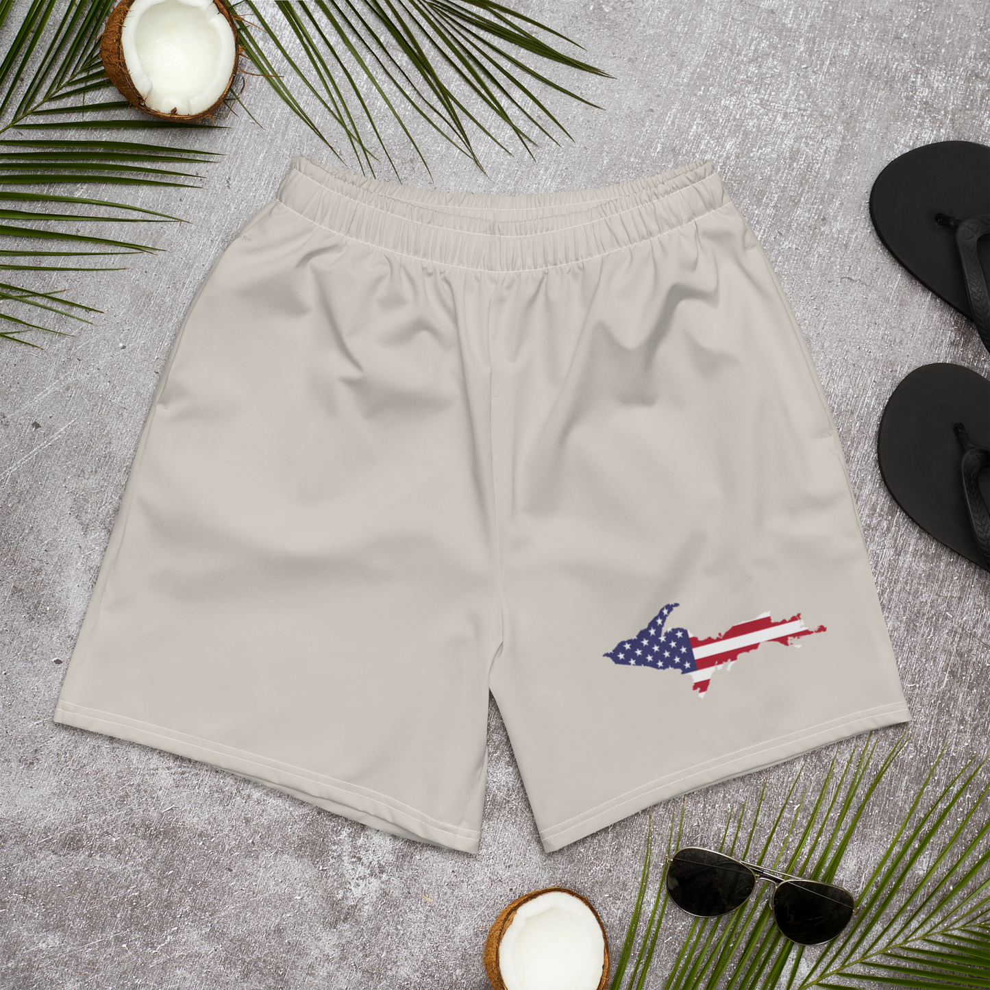 Michigan Upper Peninsula Athletic Shorts (w/ UP USA Flag) | Men's - Canvas Color