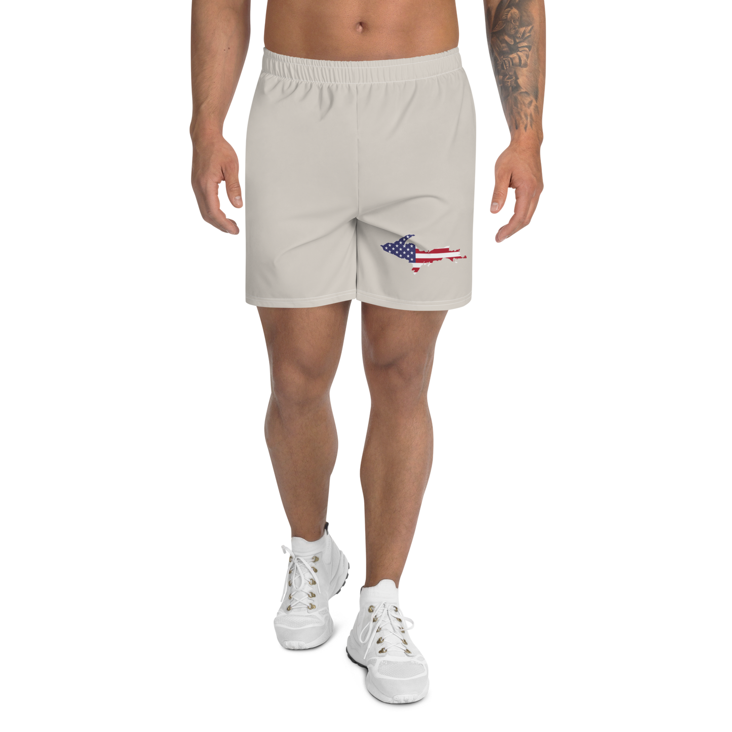 Michigan Upper Peninsula Athletic Shorts (w/ UP USA Flag) | Men's - Canvas Color