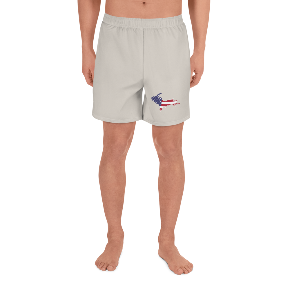 Michigan Upper Peninsula Athletic Shorts (w/ UP USA Flag) | Men's - Canvas Color