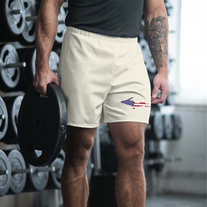 Michigan Upper Peninsula Athletic Shorts (w/ UP USA Flag) | Men's - Ivory White