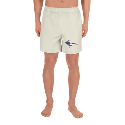 Michigan Upper Peninsula Athletic Shorts (w/ UP USA Flag) | Men's - Ivory White