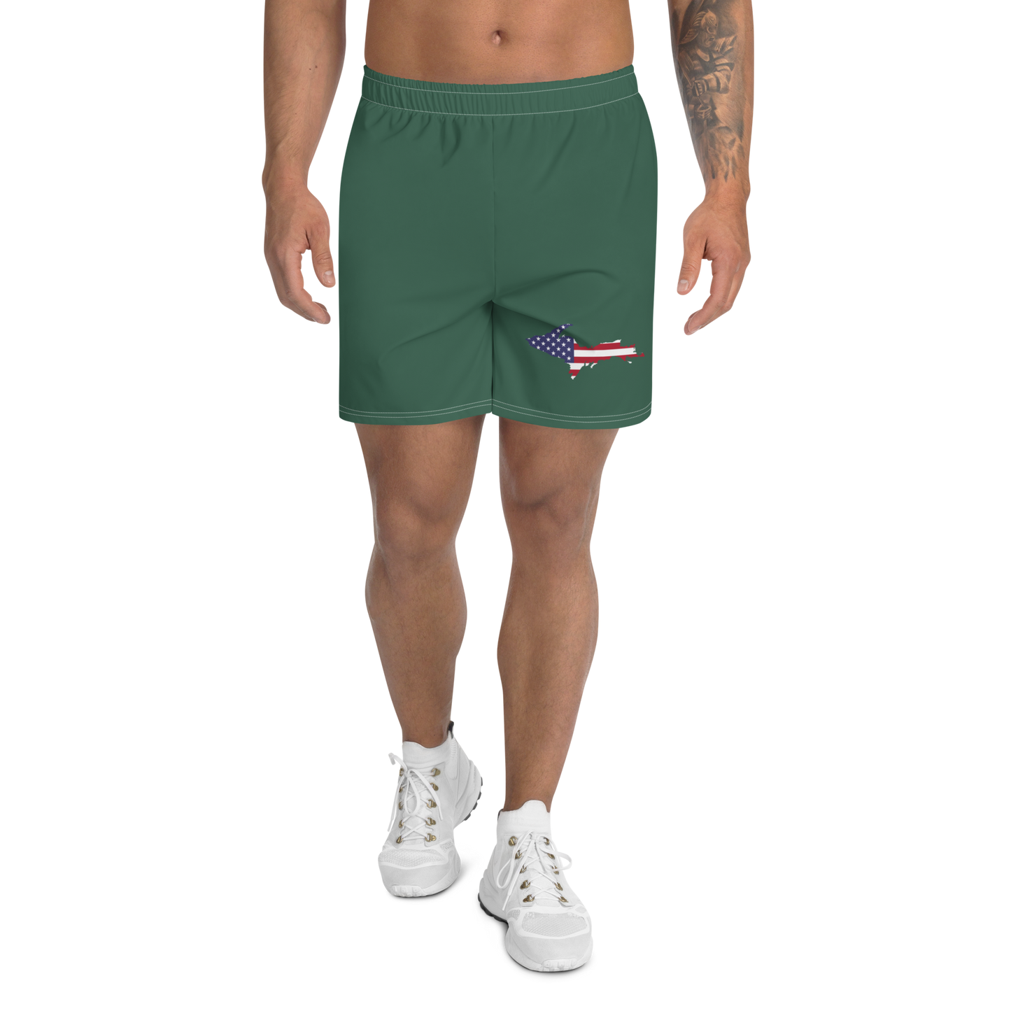 Michigan Upper Peninsula Athletic Shorts (w/ UP USA Flag) | Men's - Birch Bark White