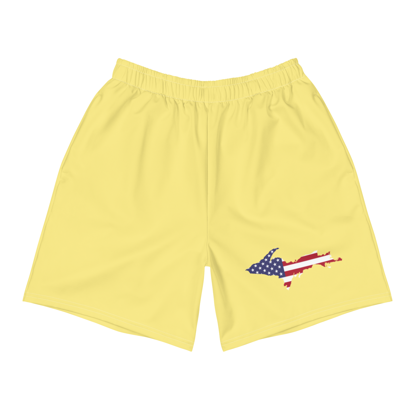 Michigan Upper Peninsula Athletic Shorts (w/ UP USA Flag) | Men's - Cherry Yellow