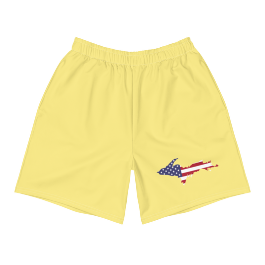 Michigan Upper Peninsula Athletic Shorts (w/ UP USA Flag) | Men's - Cherry Yellow