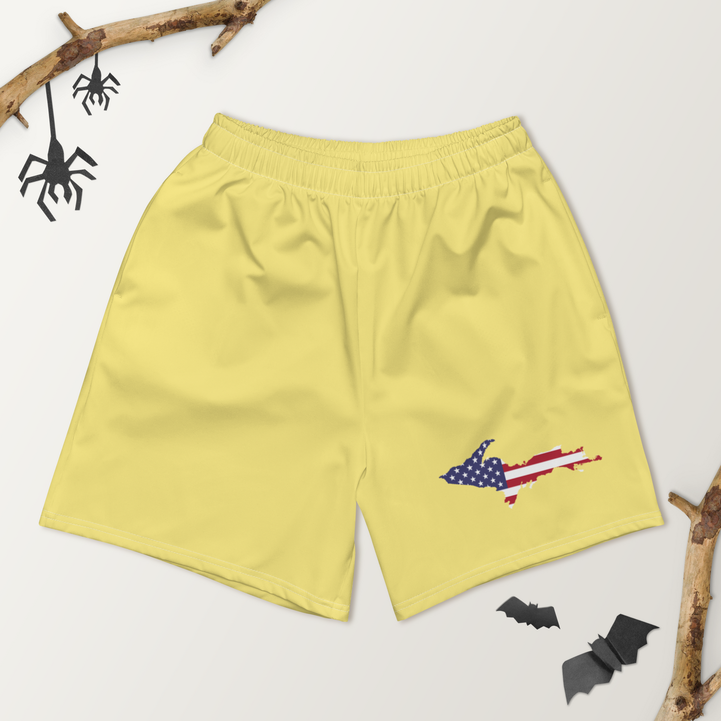 Michigan Upper Peninsula Athletic Shorts (w/ UP USA Flag) | Men's - Cherry Yellow