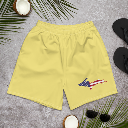 Michigan Upper Peninsula Athletic Shorts (w/ UP USA Flag) | Men's - Cherry Yellow