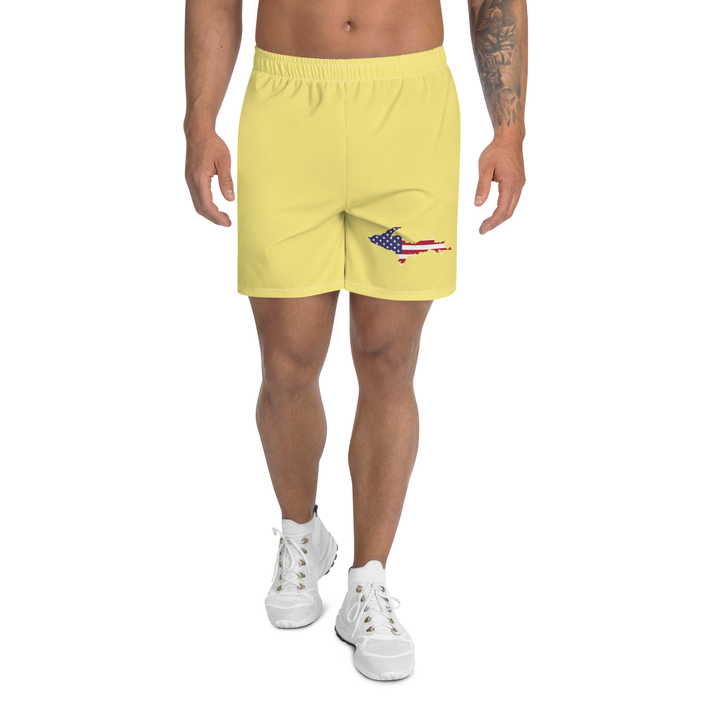 Michigan Upper Peninsula Athletic Shorts (w/ UP USA Flag) | Men's - Cherry Yellow