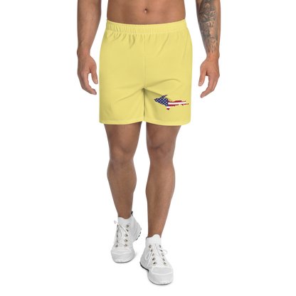 Michigan Upper Peninsula Athletic Shorts (w/ UP USA Flag) | Men's - Cherry Yellow