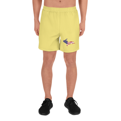 Michigan Upper Peninsula Athletic Shorts (w/ UP USA Flag) | Men's - Cherry Yellow