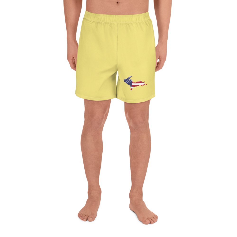 Michigan Upper Peninsula Athletic Shorts (w/ UP USA Flag) | Men's - Cherry Yellow