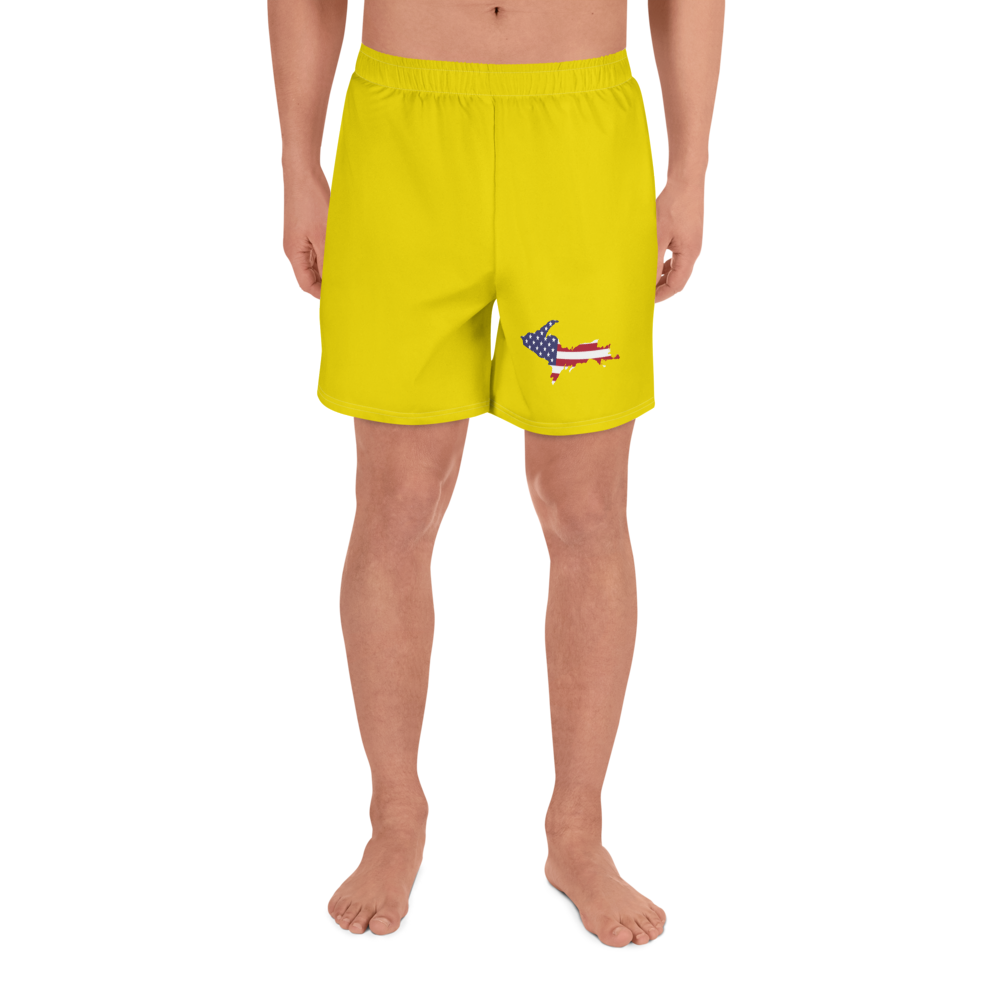 Michigan Upper Peninsula Athletic Shorts (w/ UP USA Flag) | Men's - Gadsden Yellow