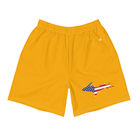 Michigan Upper Peninsula Athletic Shorts (w/ UP USA Flag) | Men's - Birch Leaf Orange