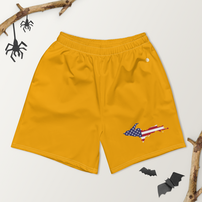 Michigan Upper Peninsula Athletic Shorts (w/ UP USA Flag) | Men's - Birch Leaf Orange
