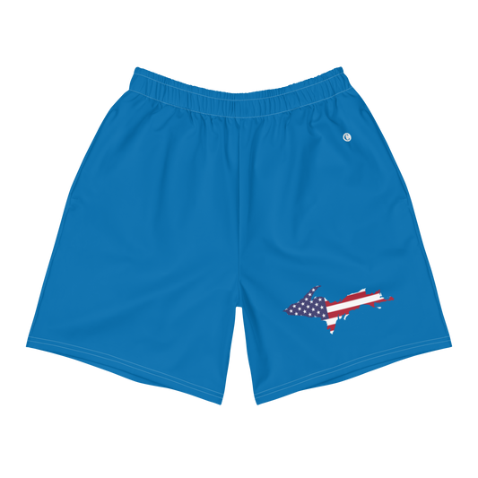 Michigan Upper Peninsula Athletic Shorts (w/ UP USA Flag) | Men's - Azure