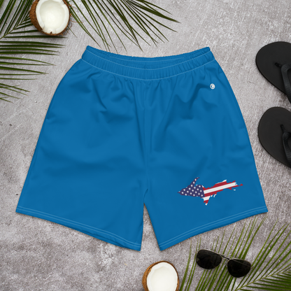 Michigan Upper Peninsula Athletic Shorts (w/ UP USA Flag) | Men's - Azure