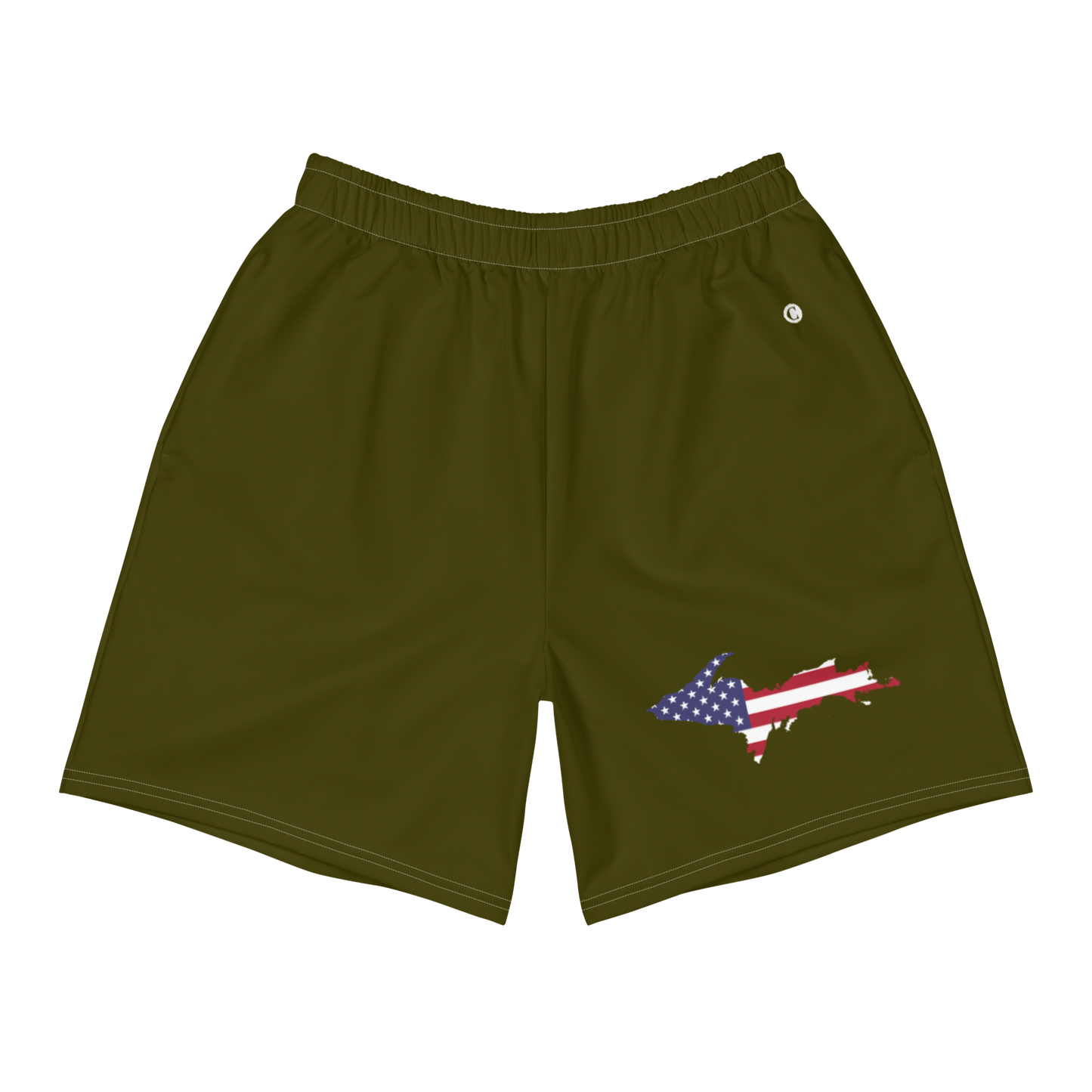 Michigan Upper Peninsula Athletic Shorts (w/ UP USA Flag) | Men's - Military Green