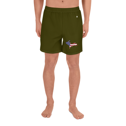 Michigan Upper Peninsula Athletic Shorts (w/ UP USA Flag) | Men's - Military Green