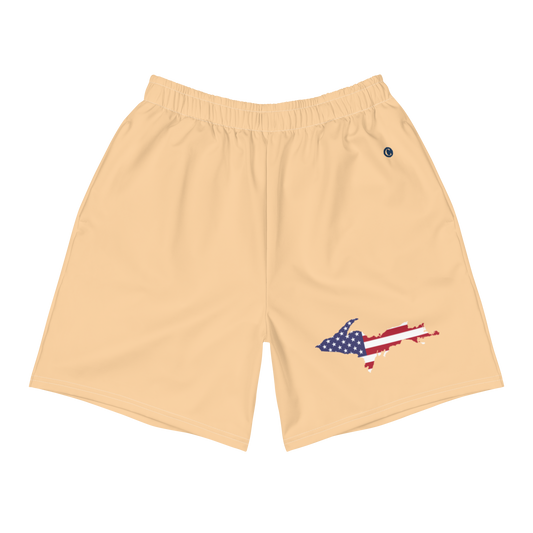 Michigan Upper Peninsula Athletic Shorts (w/ UP USA Flag) | Men's - Pale Apricot