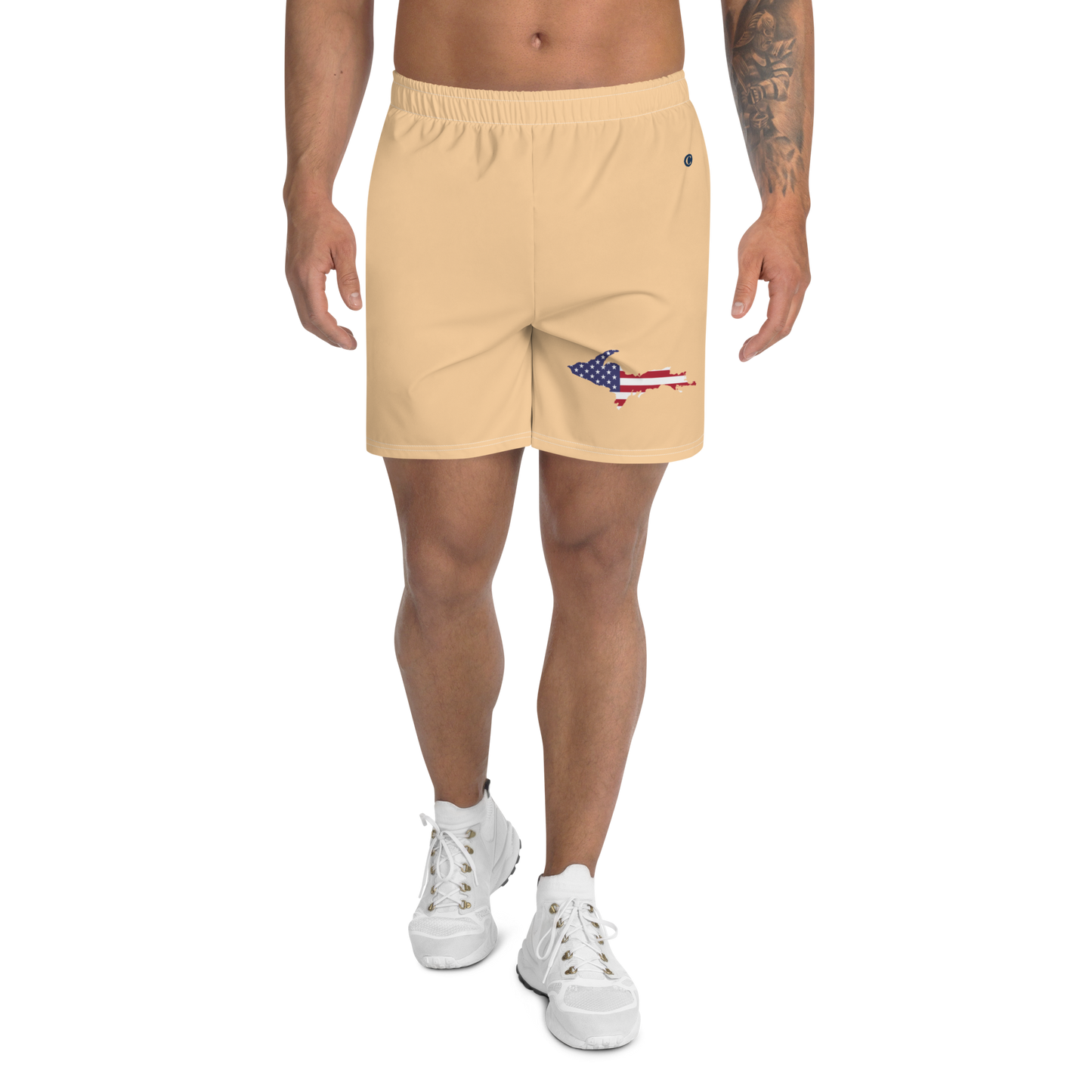 Michigan Upper Peninsula Athletic Shorts (w/ UP USA Flag) | Men's - Pale Apricot