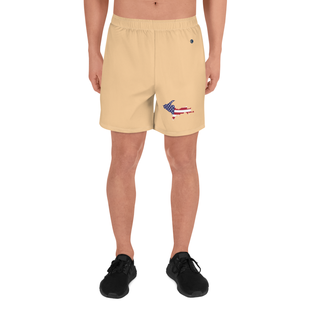 Michigan Upper Peninsula Athletic Shorts (w/ UP USA Flag) | Men's - Pale Apricot