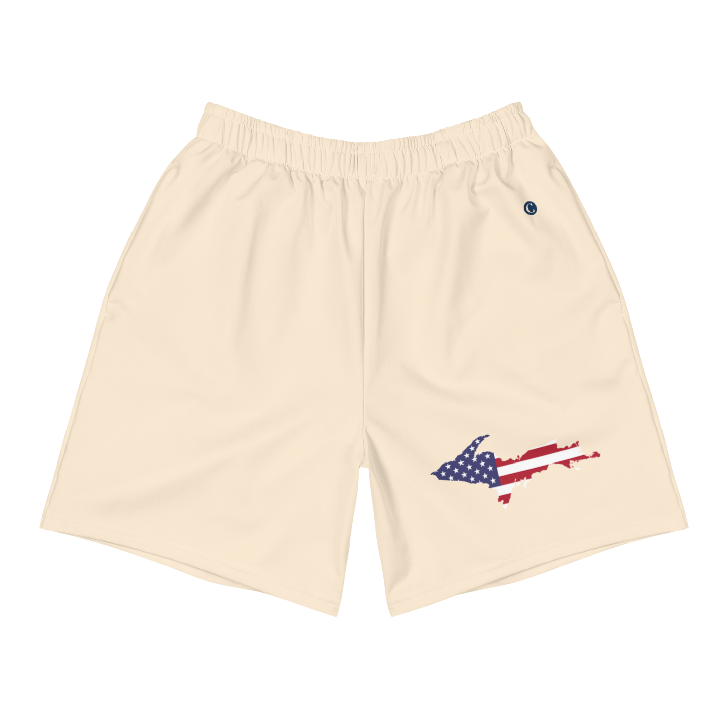 Michigan Upper Peninsula Athletic Shorts (w/ UP USA Flag) | Men's - Champagne White