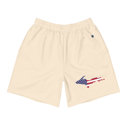 Michigan Upper Peninsula Athletic Shorts (w/ UP USA Flag) | Men's - Champagne White