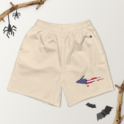 Michigan Upper Peninsula Athletic Shorts (w/ UP USA Flag) | Men's - Champagne White