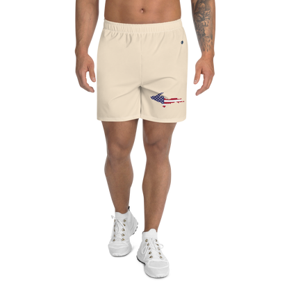 Michigan Upper Peninsula Athletic Shorts (w/ UP USA Flag) | Men's - Champagne White