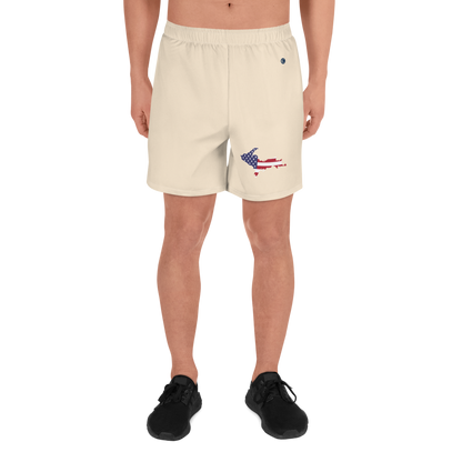 Michigan Upper Peninsula Athletic Shorts (w/ UP USA Flag) | Men's - Champagne White