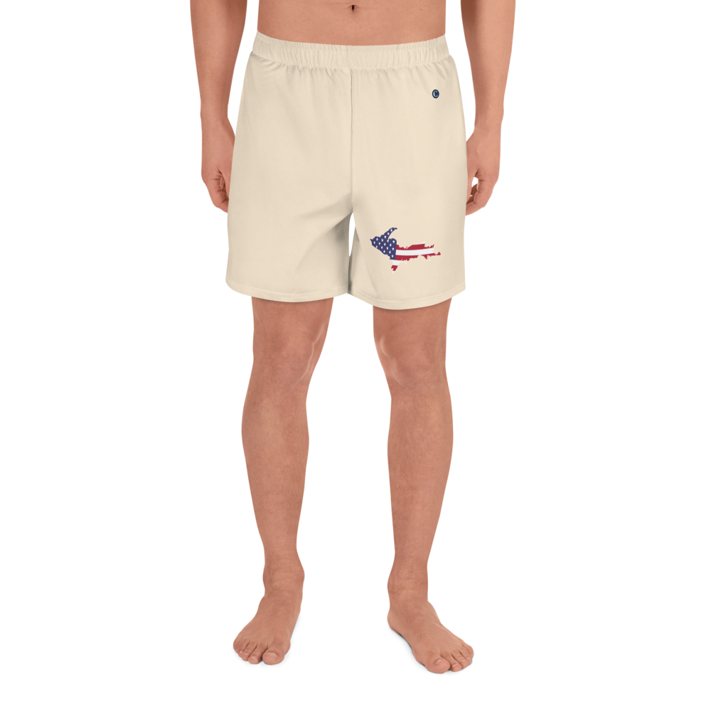 Michigan Upper Peninsula Athletic Shorts (w/ UP USA Flag) | Men's - Champagne White