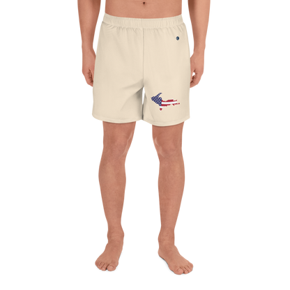 Michigan Upper Peninsula Athletic Shorts (w/ UP USA Flag) | Men's - Champagne White