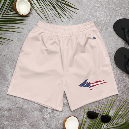 Michigan Upper Peninsula Athletic Shorts (w/ UP USA Flag) | Men's - Champagne Pink