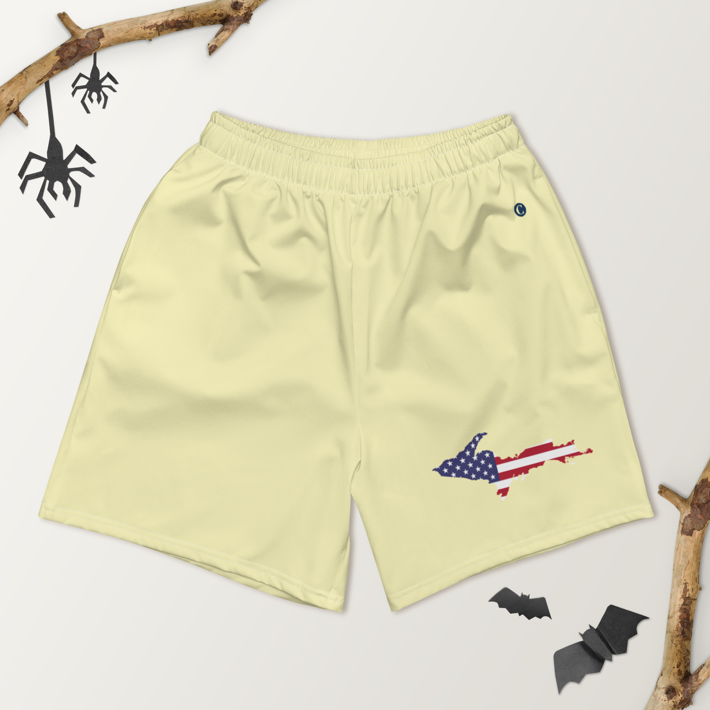 Michigan Upper Peninsula Athletic Shorts (w/ UP USA Flag) | Men's - Canary Yellow