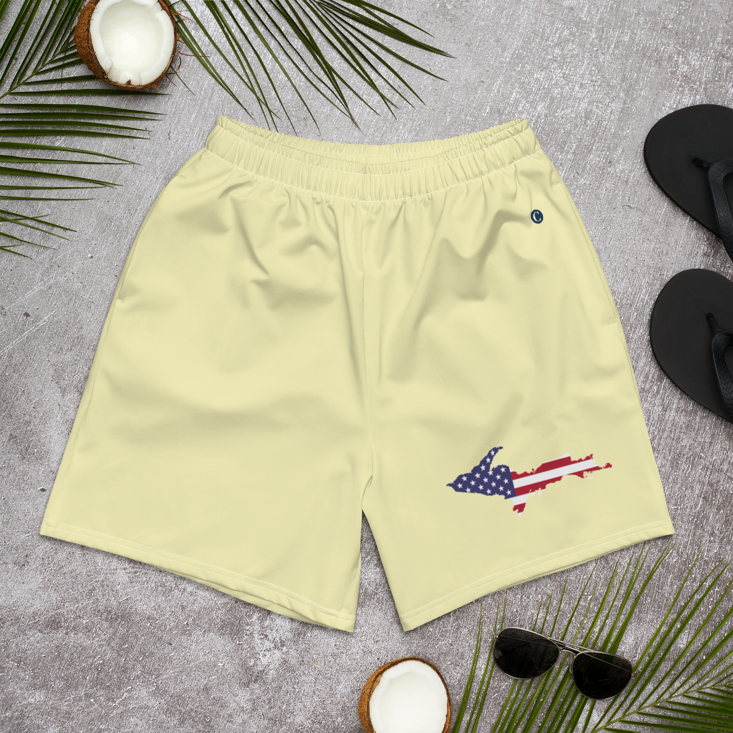 Michigan Upper Peninsula Athletic Shorts (w/ UP USA Flag) | Men's - Canary Yellow