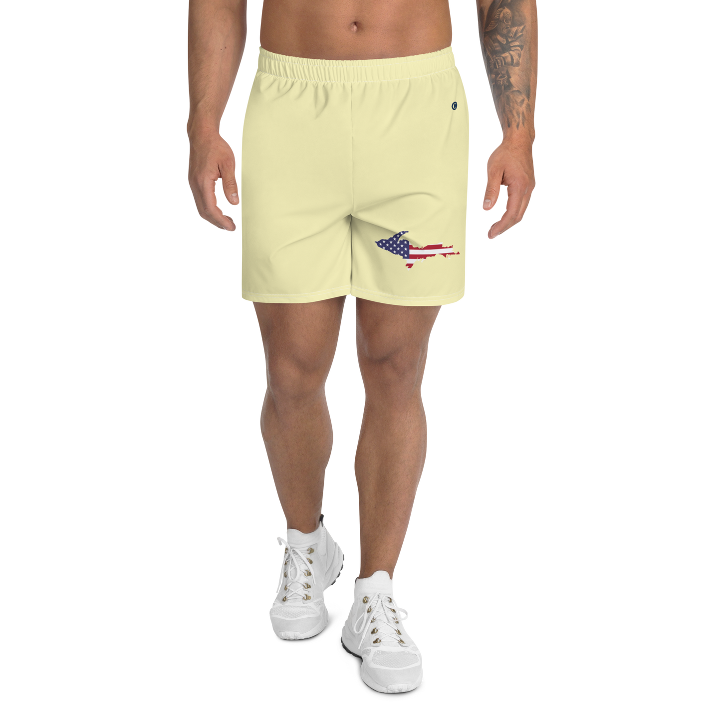 Michigan Upper Peninsula Athletic Shorts (w/ UP USA Flag) | Men's - Canary Yellow