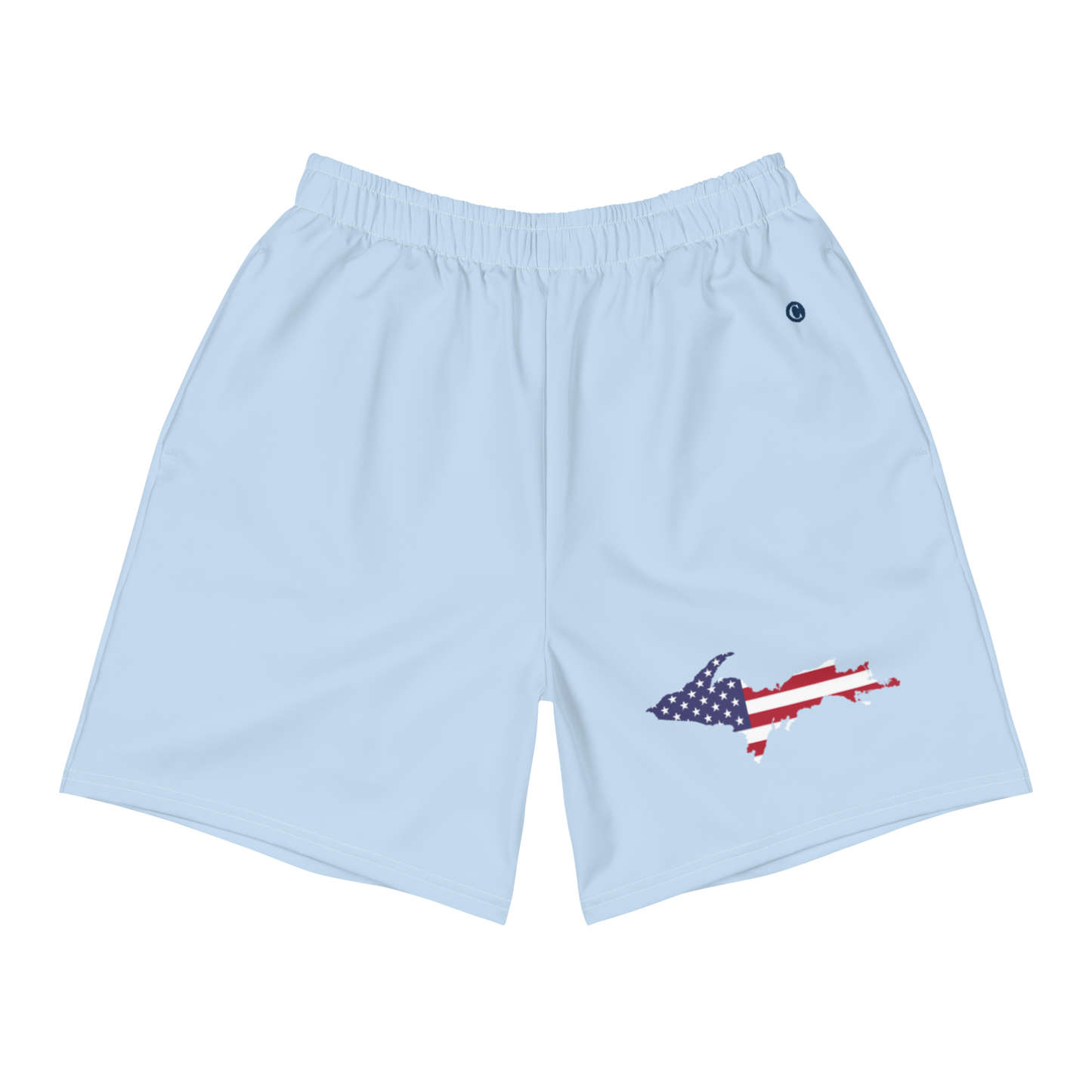 Michigan Upper Peninsula Athletic Shorts (w/ UP USA Flag) | Men's - Light Blue