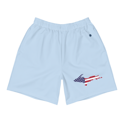 Michigan Upper Peninsula Athletic Shorts (w/ UP USA Flag) | Men's - Light Blue