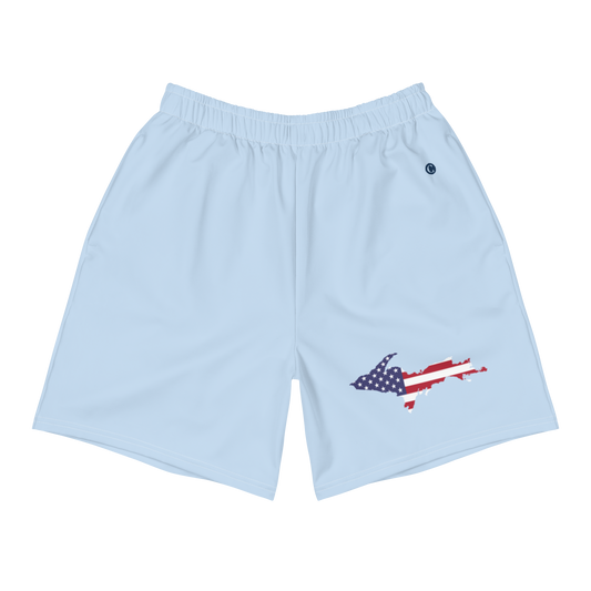 Michigan Upper Peninsula Athletic Shorts (w/ UP USA Flag) | Men's - Light Blue