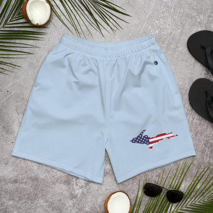 Michigan Upper Peninsula Athletic Shorts (w/ UP USA Flag) | Men's - Light Blue