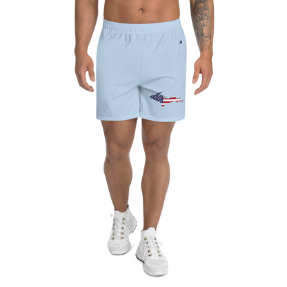 Michigan Upper Peninsula Athletic Shorts (w/ UP USA Flag) | Men's - Light Blue