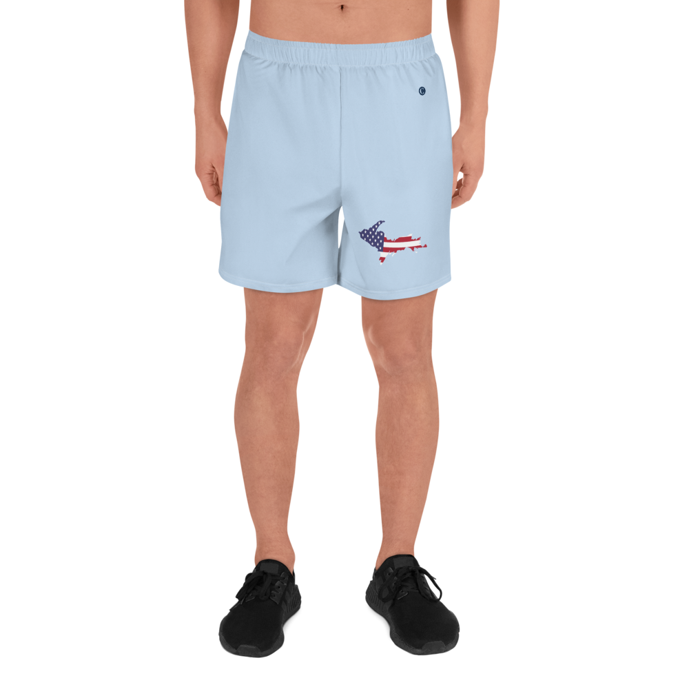 Michigan Upper Peninsula Athletic Shorts (w/ UP USA Flag) | Men's - Light Blue