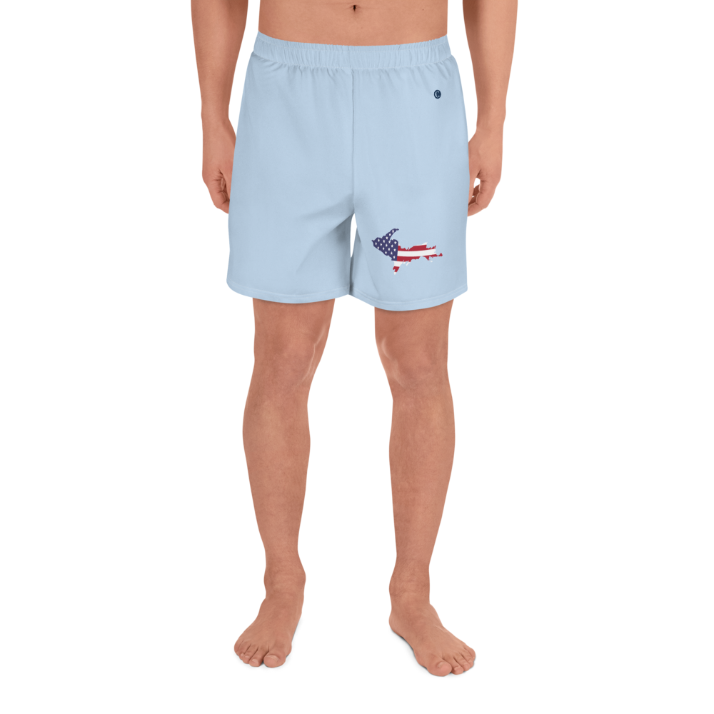 Michigan Upper Peninsula Athletic Shorts (w/ UP USA Flag) | Men's - Light Blue