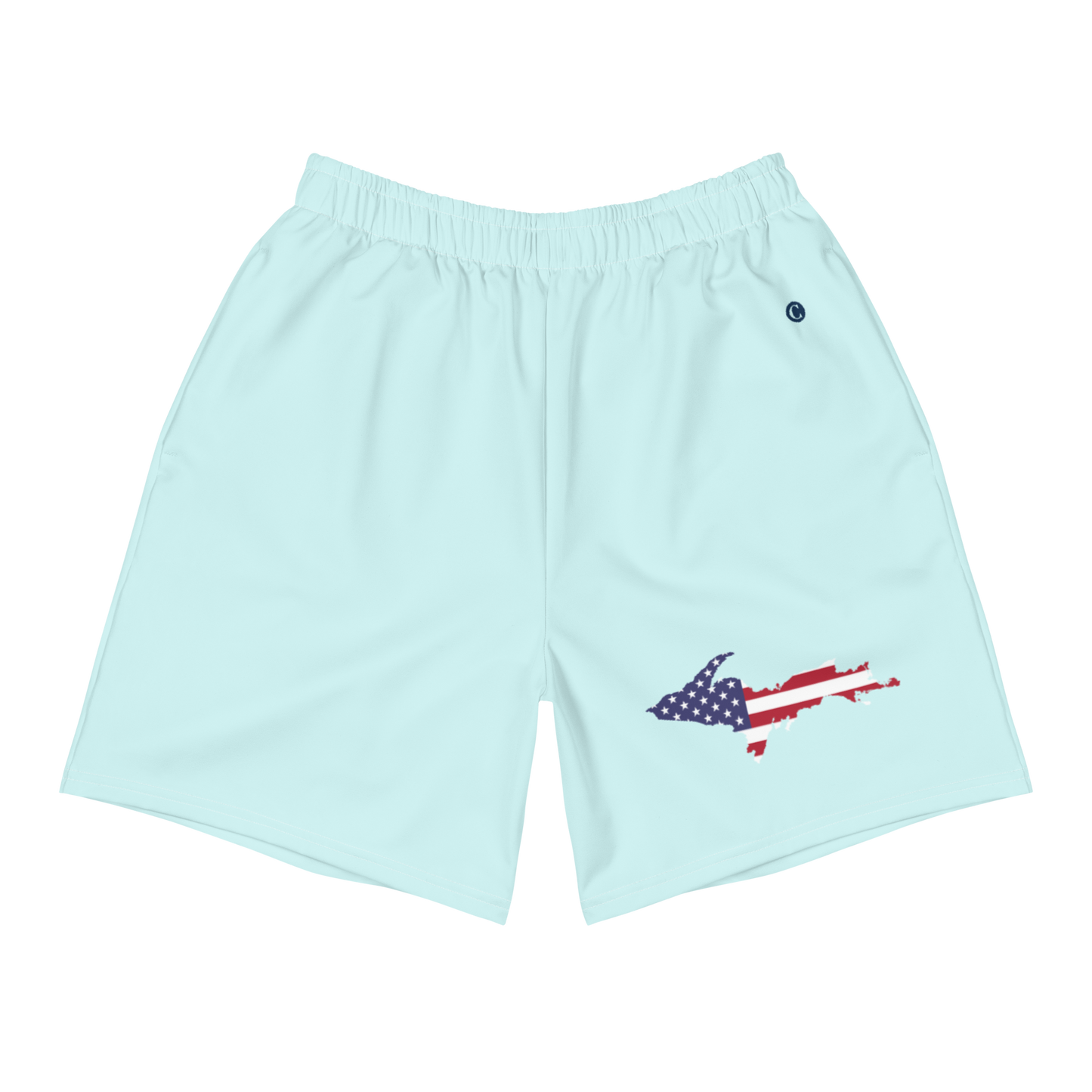 Michigan Upper Peninsula Athletic Shorts (w/ UP USA Flag) | Men's - Cyan