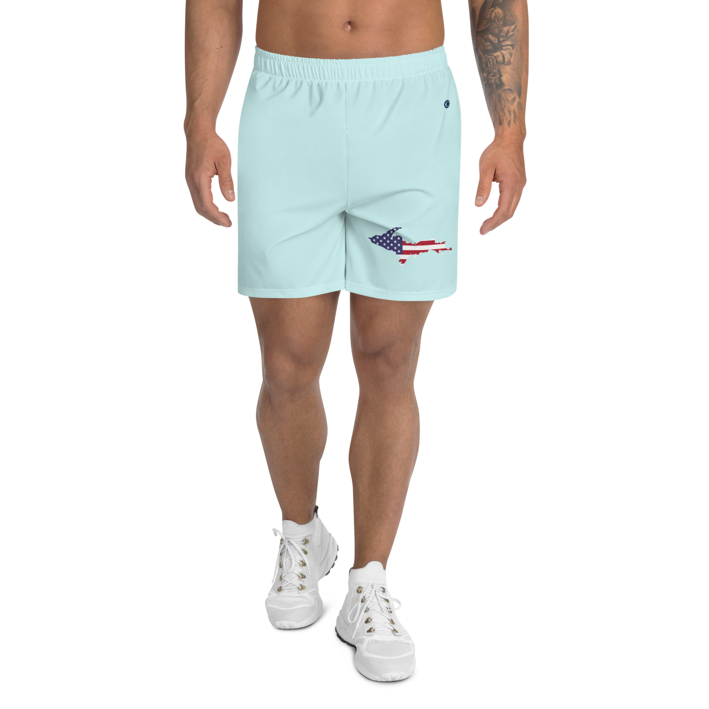 Michigan Upper Peninsula Athletic Shorts (w/ UP USA Flag) | Men's - Cyan