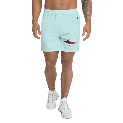 Michigan Upper Peninsula Athletic Shorts (w/ UP USA Flag) | Men's - Cyan