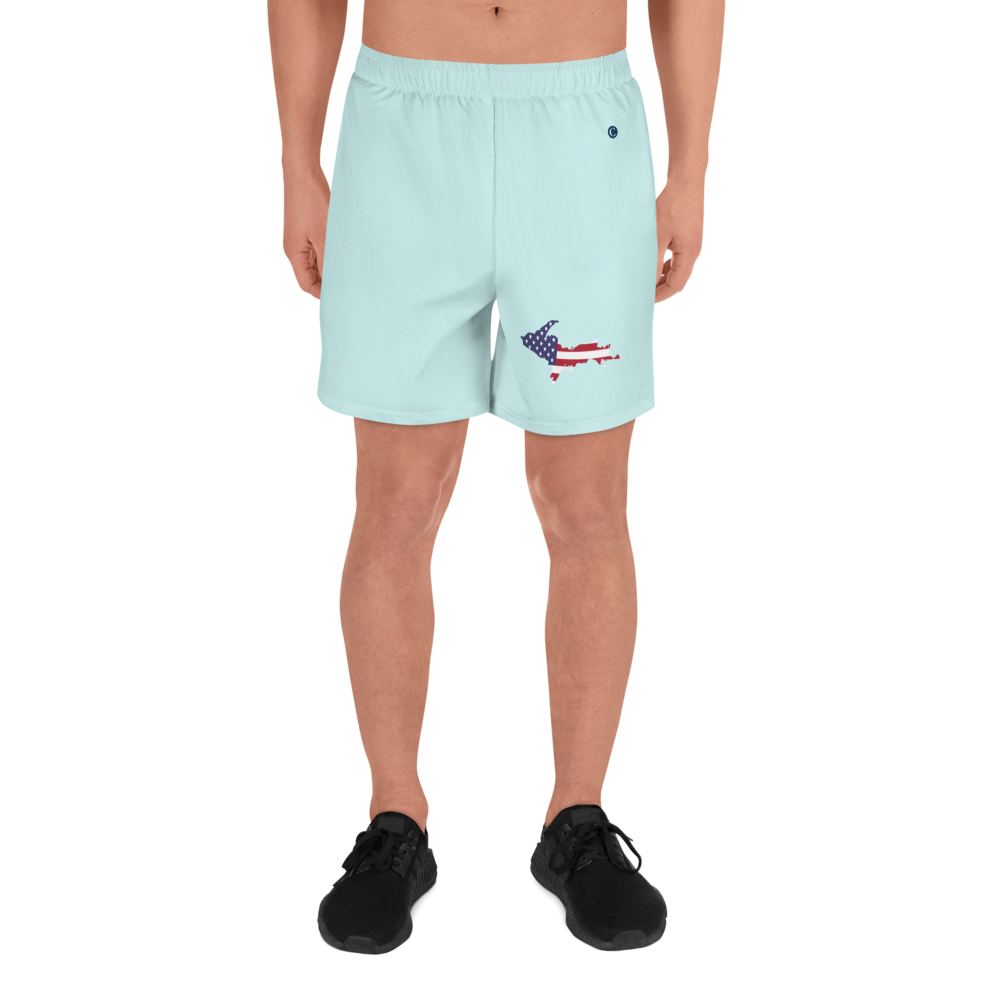 Michigan Upper Peninsula Athletic Shorts (w/ UP USA Flag) | Men's - Cyan