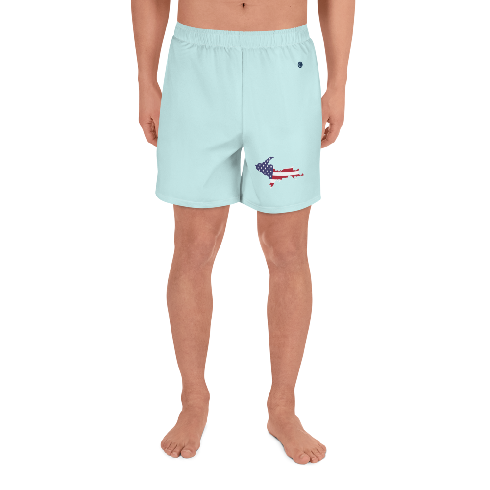 Michigan Upper Peninsula Athletic Shorts (w/ UP USA Flag) | Men's - Cyan