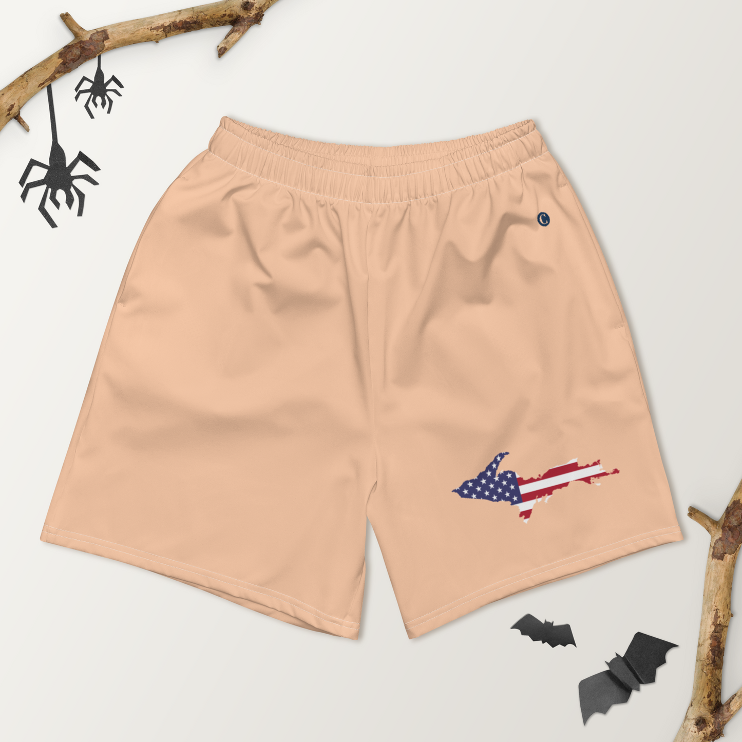 Michigan Upper Peninsula Athletic Shorts (w/ UP USA Flag) | Men's - Peach