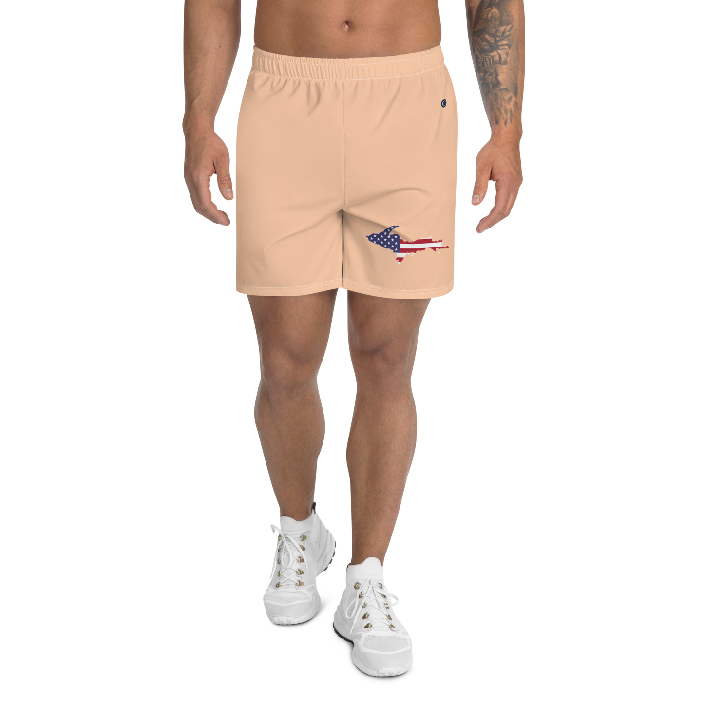 Michigan Upper Peninsula Athletic Shorts (w/ UP USA Flag) | Men's - Peach